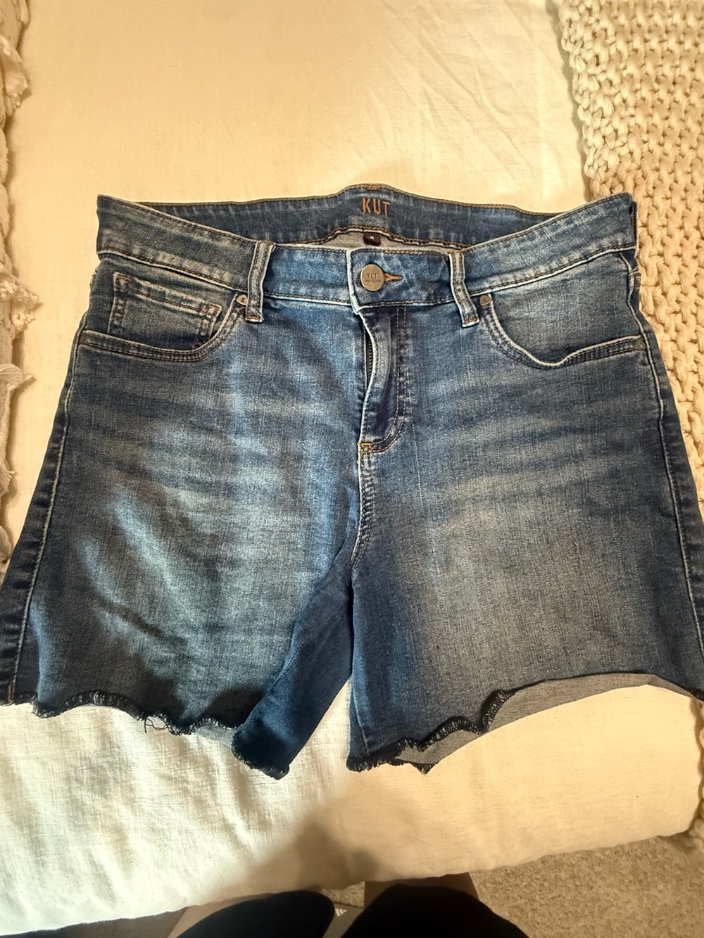 Kut from the Kloth Faded Blue Denim Cutoff Shorts